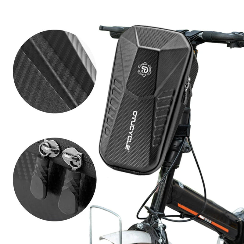 DTUCYCLE 2/3/4L Electric Bike Bag Waterproof Double Zipper Hard Shell Front Hangding Storage Bag for Electric Bicycle Scooter