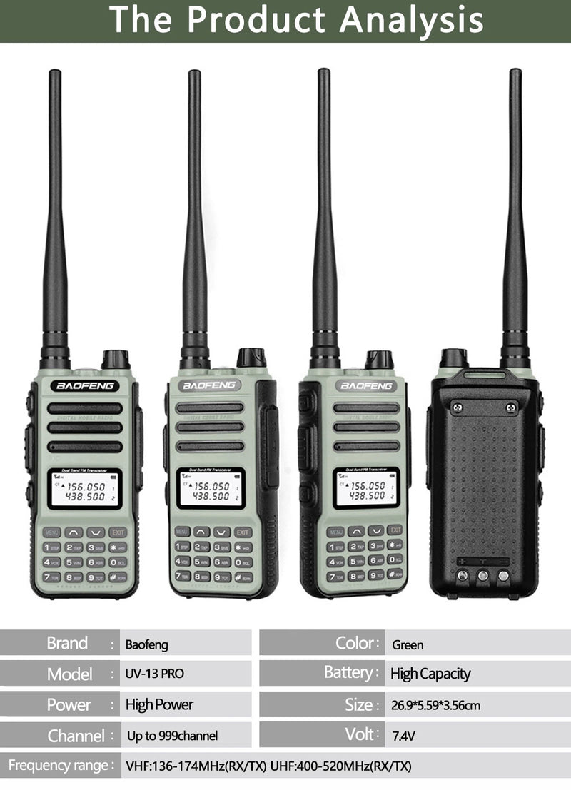 BaoFeng UV-13 PRO V2 Powerful Dual Band Walkie Talkie Type-C Charger 16KM Long Range UV13 Pro Transceiver Ham Two Way Radio