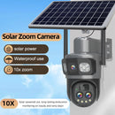 Guudgo Tri-lens Solar Camera 10X Optical Zoom WIFI 4G Wireless PTZ Color Night Vision AI Human Detection Solar Powered Waterproof Outdoor Security Camera