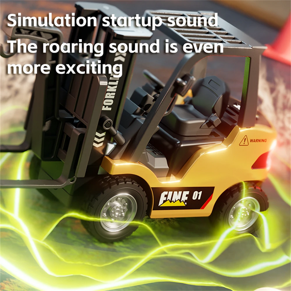 TRASPED HG-4-243 RTR 1/64 2.4G Mini RC Car Alloy Forklift Support App Remote Controlled LED Light Sound Engineering Vehicle Desktop Toys Model Collection Gift For Boys