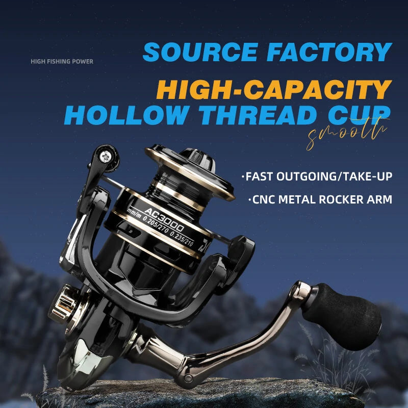 Spinning Fishing Reel AC4000-6000 Series Sea Rod Fishing Reel  5.2:1 High-Speed Gear Lightweight Reel Tackle Equipment Fishing Swivel Coil