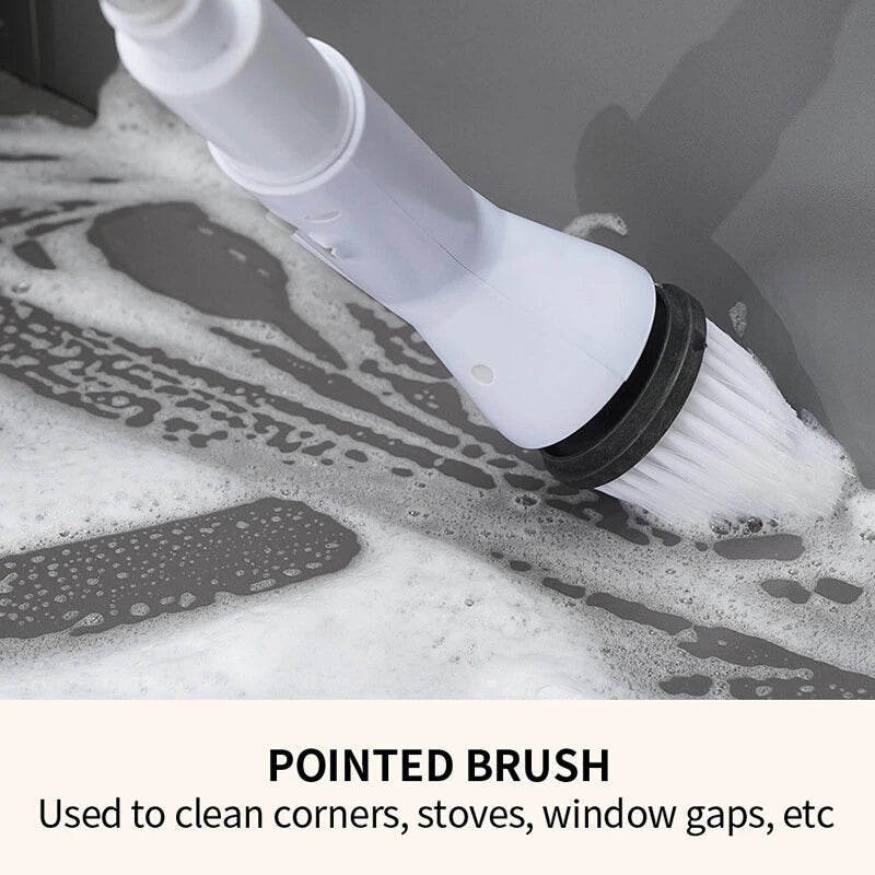Electric Cleaning Brush Cordless 5W Motor Extendable Handle 5 or 6 Brush Heads ABS for Bathroom Kitchen Tile Floor Cleaning