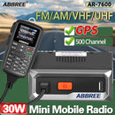 ABBREE AR-7600 V2 30W GPS Dual Band Walkie Talkie with NOAA Weather Alert Air Band Receive DTMF 500 Channels Long Range Wireless Copy Frequency Mobile Ham Radio for Car Vehicle