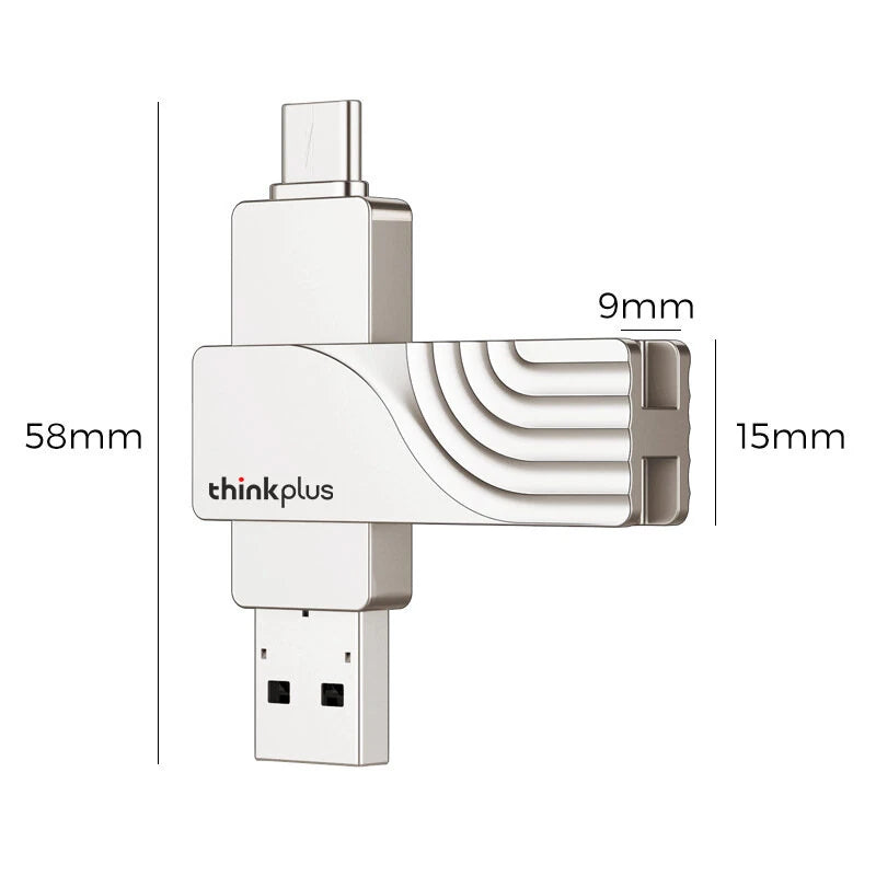 Lenovo Thinkplus TPCU301 Type-C3.1 & USB3.0 Flash Drive 256GB/128GB/64GB 100MB/s High Speed Pendrive Memory Stick Storage U Disk