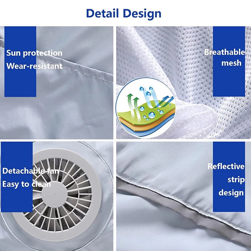 TENGOO Air Conditioning Clothing Vest Three Wind Speeds Heatproof Cooling Clothing USB Charging Sun Protection Continuous Cooling Jacket with Two Fans for Summer High Temperature Outdoor Work