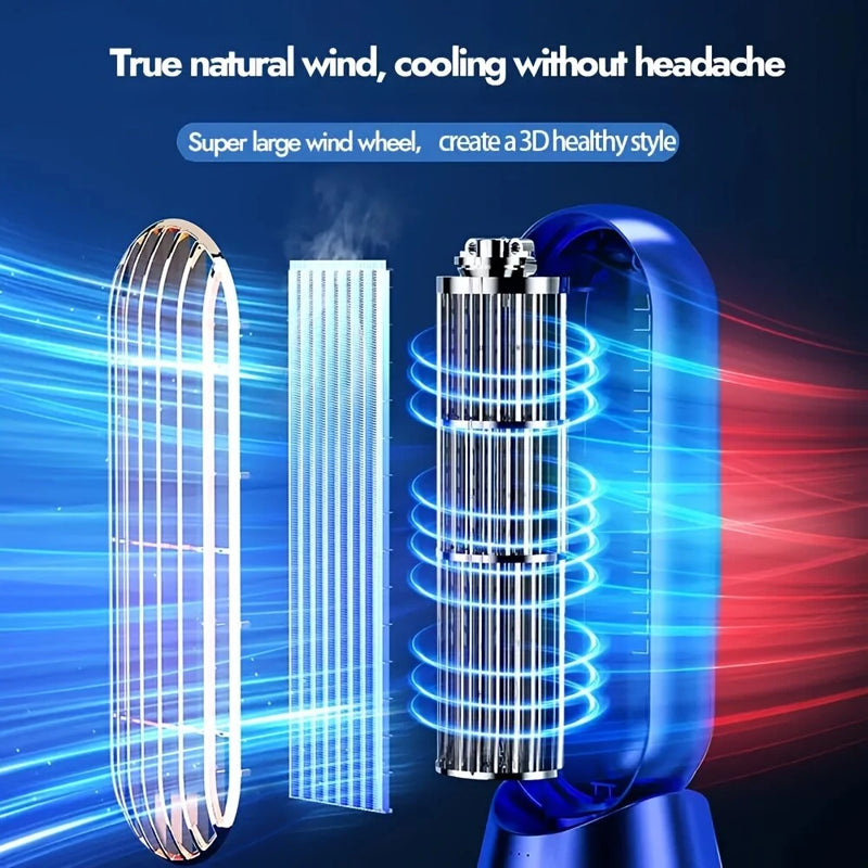 Powerful Desktop Tower Fan 5-Speed Adjustable Desktop Fan With Silent Operation 1200mah Rechargeable Battery Cool Indoors for Home Office