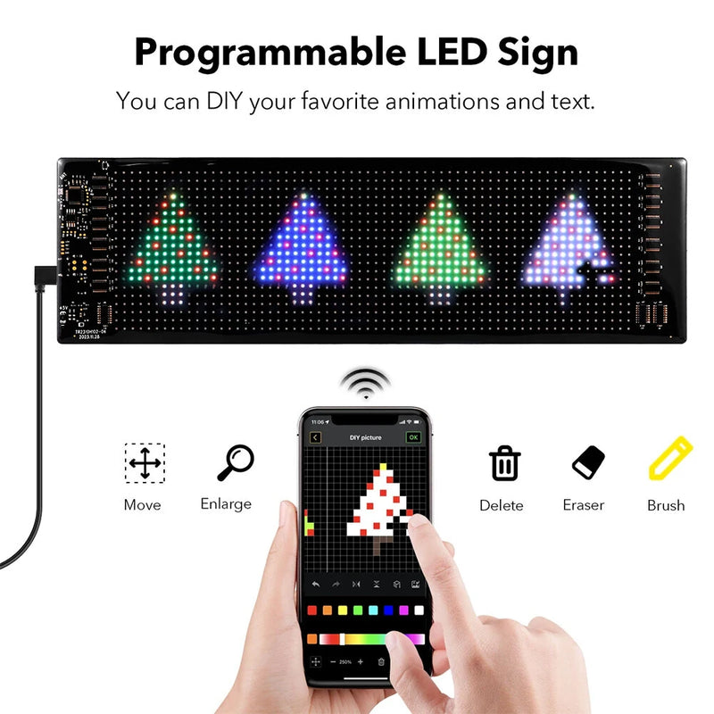 Smart Bluetooth Flexible LED Pixel Screen Strip 5V USB DIY Graffiti Logo LED Matrix Pixel Scrolling Display Advertising Light