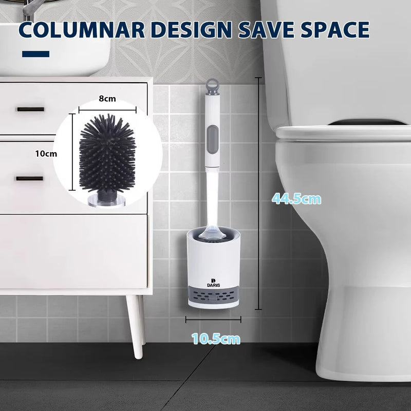 Silicone Plus Liquid Toilet Brush No Dead Corner Toilet Cleaning Brush Water Spray Soft Brush  Long Handle TPR Silicone Refillable Brush with Wall Mounted Bathroom Cleaning