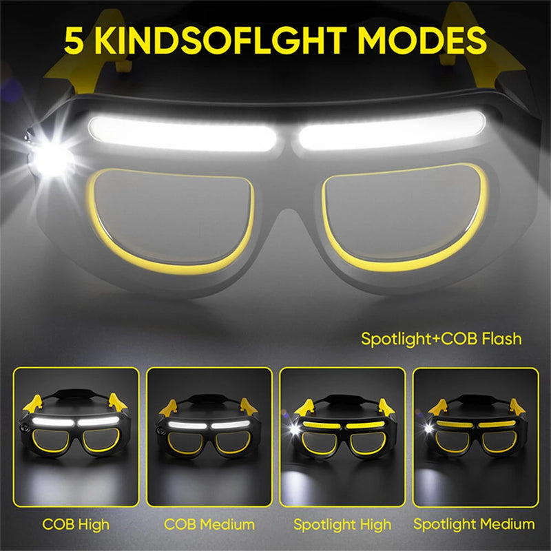 Multifunction Glasses Lamp Rechargeable Headlamp Ultra Light Design For Outdoor Cycling Fishing Climbing Repair Light