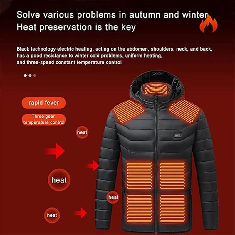 TENGOO HJ-21 Heating Jacket 21 Heated Areas Coat USB Charging Winter Warm Waterproof Outdoor Hiking Camping Electric Heating Jacket