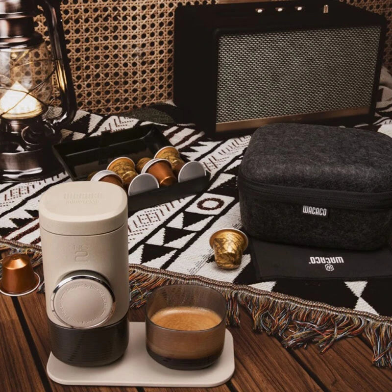 WACACO Minipresso NS2 18Bar Portable Espresso Maker Compatible with NS Original Capsules Manually Operated Small Handheld Coffee Machine for Travel Camping