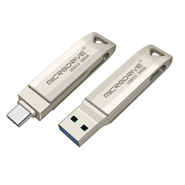 Microdrive MD223C USB3.0&Type-C Dual Metal Interface 64G 128G 256G High Speed Data Transmission Portable Memory U Disk for Phone Computer Tablet