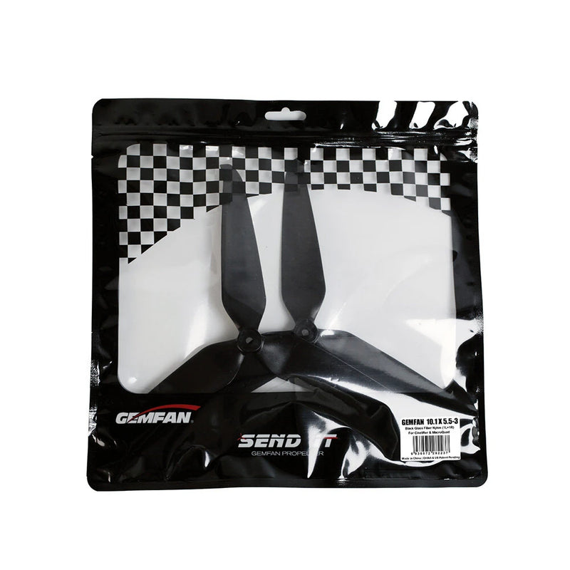 1 Pair / 2 Pairs Gemfan 10.1x5.5 1055 10.1 Inch 3-Blades Propeller 5mm Hole for RC FPV Racing Drone Compatible with 3115 800KV Motors