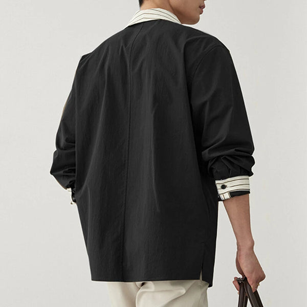 INCERUN Mens Color Block Striped Long Sleeve Shirt Loose Fit Lapel Top Casual Male Clothing S-5XL