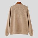 INCERUN Mens Textured Asymmetrical V-Neck Long-Sleeve Sweater Comfortable Solid Color Casual Fall Winter Top S-5XL