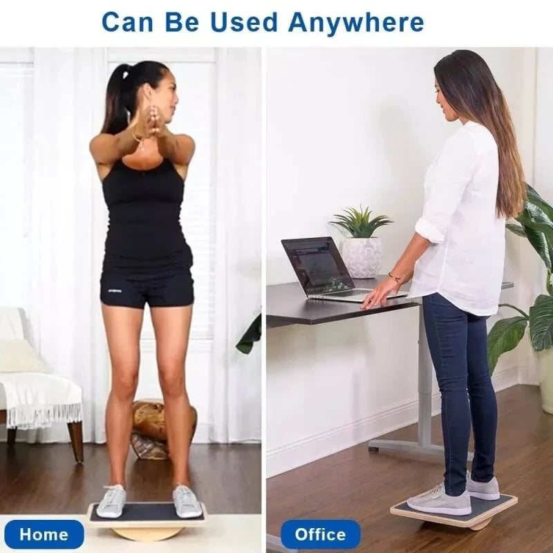 KALOAD Wooden Wobble Balance Board Adult Exercises Training Balancing Rocking Board Level Training Balance Pedal Gym Exercise Pad for Home Fitness