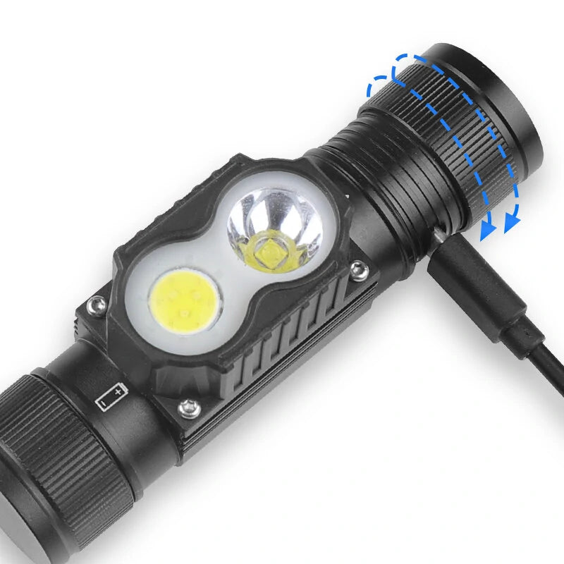 46G XTE+COB Outdoor Camping Headlamp 180LED Built in 800 mA 18650 Battery USB Rechargeable for Hiking Fishing Camping Waterproof Lamp Flashlight Headlamp