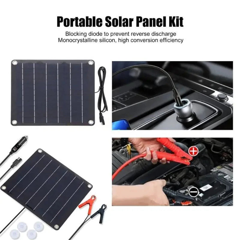 IPRee 12V 10W Waterproof Solar Panel Kit Efficient Power Supply for Cars and Motorcycles for Camping and Outdoor