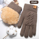 XANES Touch Screen Double-Layer Thick Velvet Thermal Winter Gloves for Men Women Coldproof Warm Knitted Gloves for Outdoor Sports Skiing Cycling