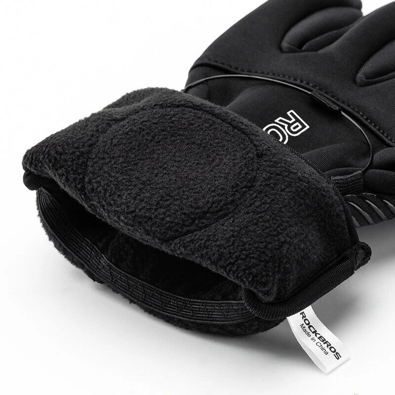 ROCKBROS Warm Bike Gloves Touch Screen Windproof Anti-slip Thermal Bicycle Gloves for Winter Outdoor Motorcycle Scooter Ski