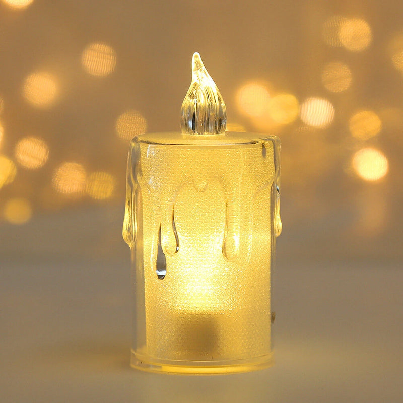 24pcs LED Crystal Candle Lights Candles Lit Flameless Candles Pillars Flickering Candles Night Lit Homecoming Party Ramadan Wedding Christmas Decoration