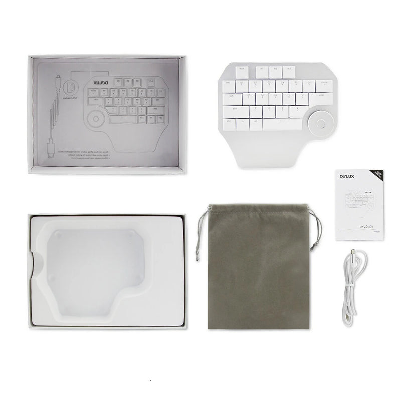 DELUX T11 Designer One Handed Mechanical Keyboard 28 Keys with Multi-functional Dial LED Backlit Kailh Switch For PS/CAD Using Shortcut Keys And Voice Tools