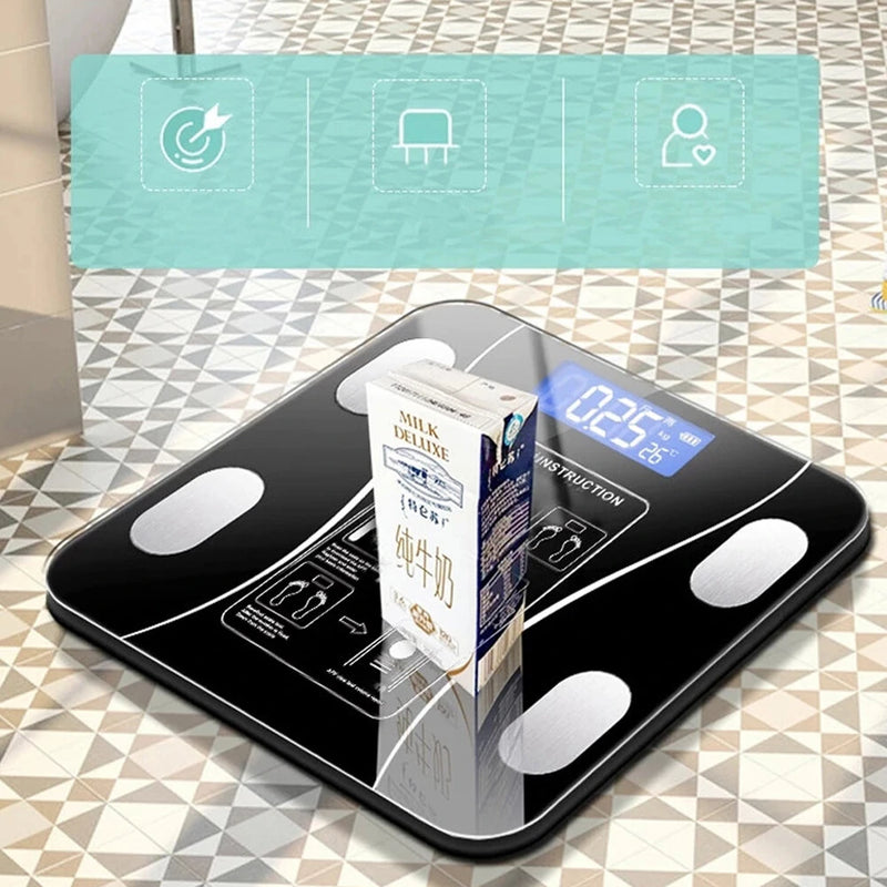 KALOAD USB+Solar Powered Body Fat Scale BMI Scales Smart Wireless Digital Bathroom Weight Scale Body Composition Analyzer
