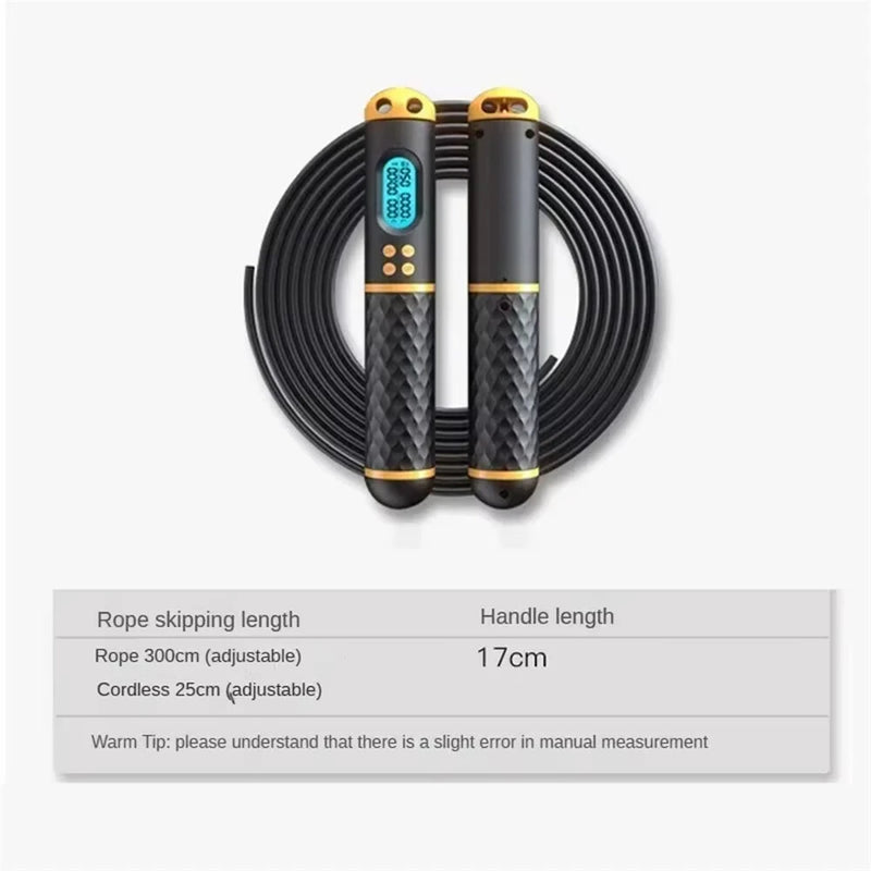 KALOAD 2 In 1 Multifun Jump Rope with Jumps Calorie Digital Countting Weighted Balls / Cordless Non-slip Handles Sports Skipping Rope