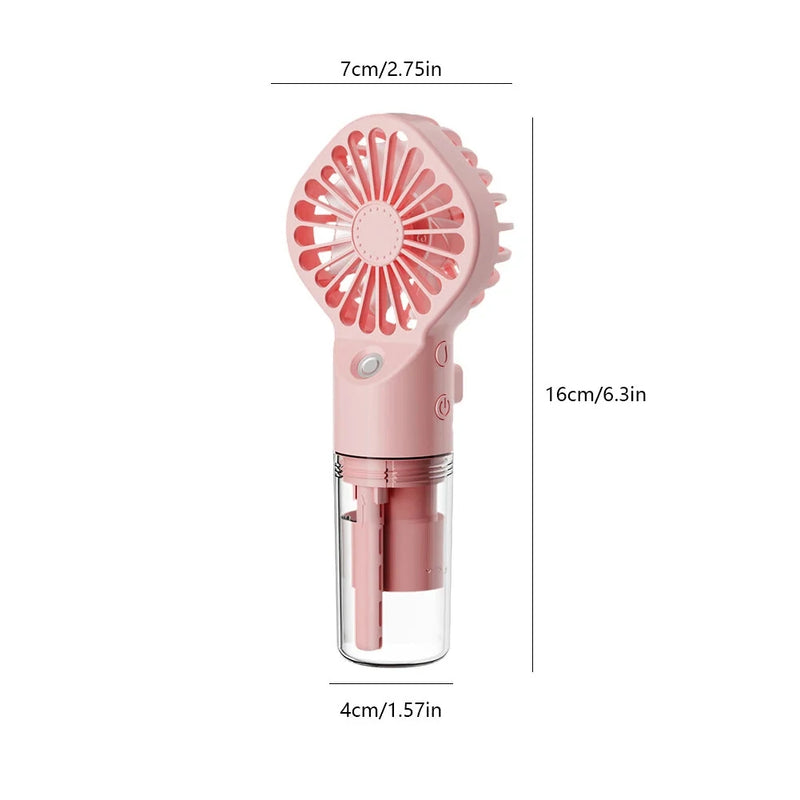 Mini Air Conditioner USB Rechargeable with Nanotechnology Cooling Mist Powerful Motor 4-Speed Wind Adjustable Efficient Cooling and Humidifying Function Ideal for Home Office and Dorm