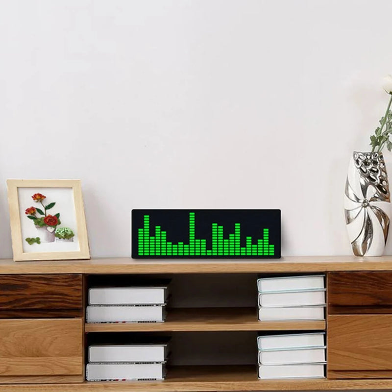Dynamic LED Music Spectrum Clock Picking Lamp Voice Control Wire Control LED Music Spectrum Rhythm Display RGB Light Electronic Clock Voice Activated Car Audio Level Indicator VU Meter Atmosphere Lamp