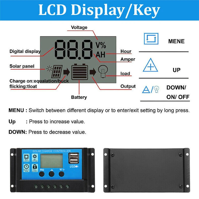 12V Solar Panel 200W Dual USB 5V Solar Panel Battery Charger Controller Camping Hiking Monocrystalline Solar Cell Boat Car Home