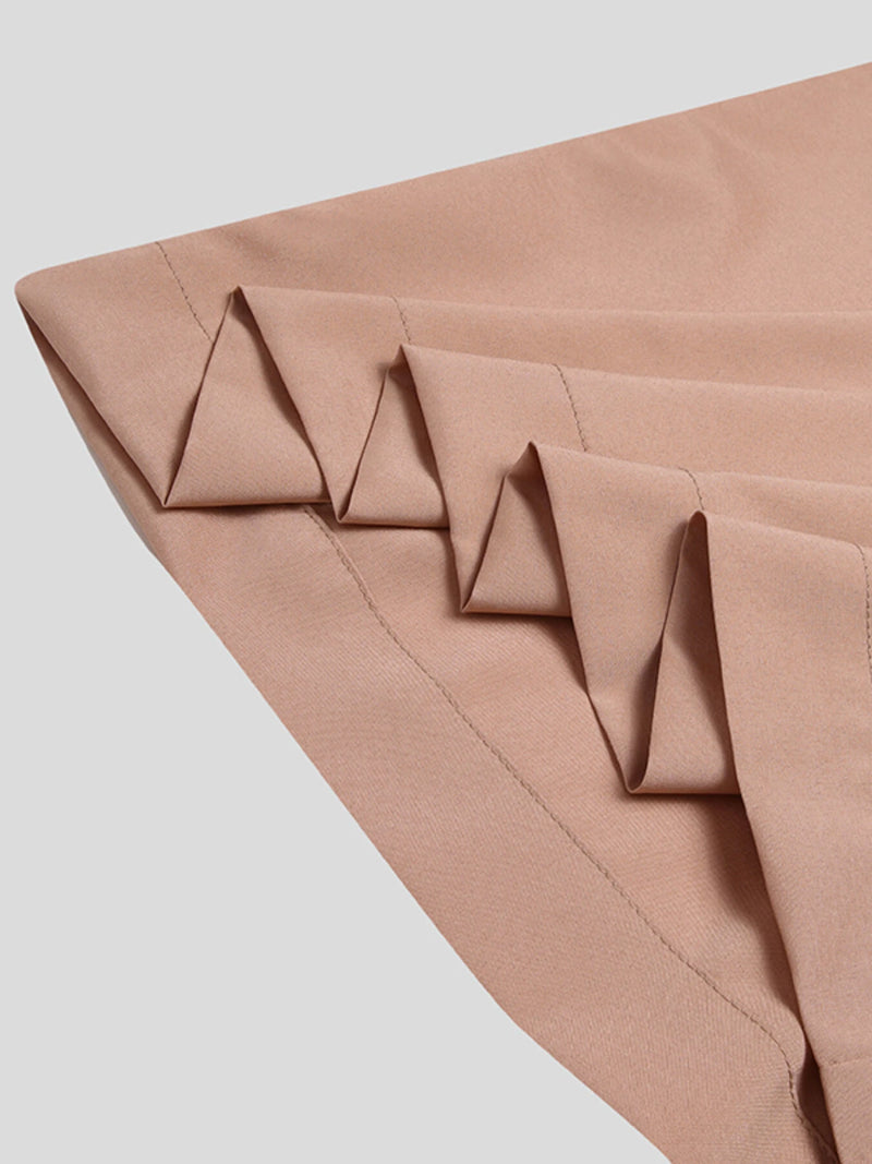 Men Solid  Front Zipper Round Neck Short Sleeve Casual Robe Shirts