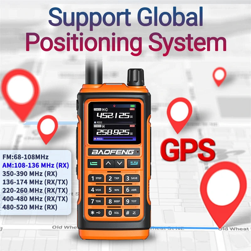 2Pcs Baofeng UV-17 Pro GPS Handheld Walkie Talkie Six Bands Wireless Copy Frequency Flashlight Type-C Charger Ham Transceiver FM Radio