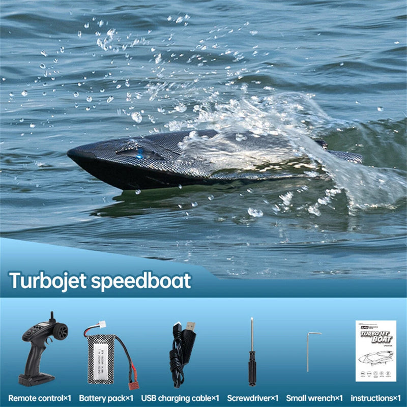 JJRC FY011 2.4G 35km/h RC Boat Jet Pump Ship Waterproof Vehicles Models Capsize Reset LED Light Water Cooling High Speed Remote Control Toys