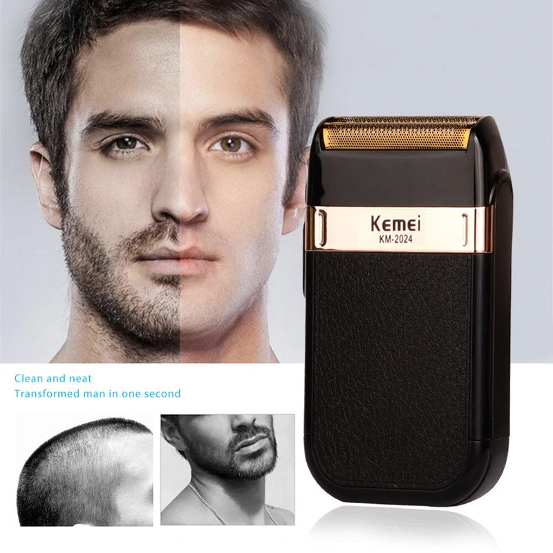 Kemei-Classic Rechargeable Electric Shaver for Men Versatile Grooming Tool with Twin Blade Safety Features Compact Design Ideal for Face Body Bikini Underarm Use