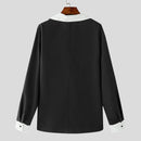 INCERUN Mens Color Block Striped Long Sleeve Shirt Loose Fit Lapel Top Casual Male Clothing S-5XL