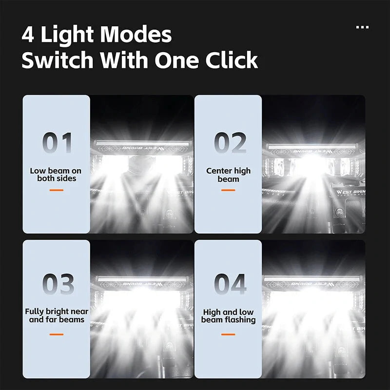 WEST BIKING 1750Lm Super Brightness Bike Headlights 4000mAh Battery Waterproof 4 Light Modes Type-C Rechargeable Aluminum Alloy Mini Front Light for Electric Bike Scooter MTB Bicycle