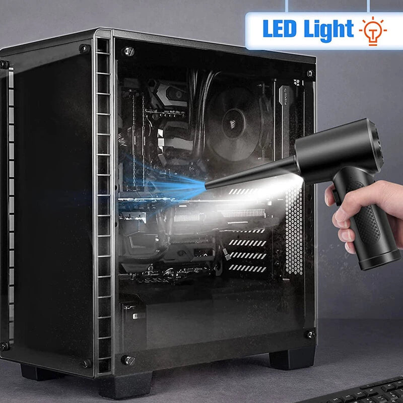 50000 RPM Cordless Portable Compressed Air Duster Rechargeable Wireless Electric Air Keyboard Electronics Cleaner Dust Blower with 3-Speed LED Light