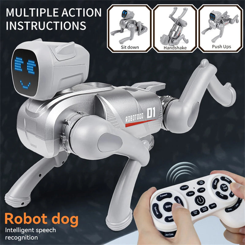 2.4GHz Remote Control Mechanical AI Intelligent Robot Dog Programming Interactive Toy Voice App Bluetooth Control for Children Gift