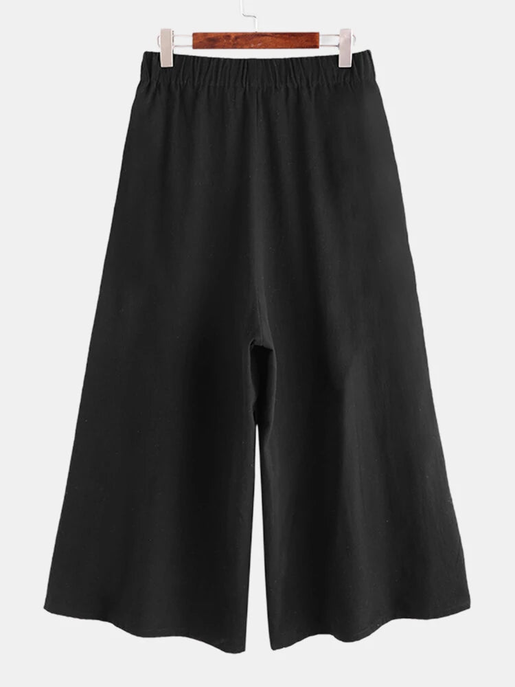 Mens Fashion Drawstring Loose Comfy Solid Color Casual Pants