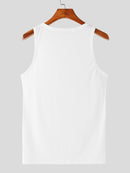 INCERUN Mens Simple Sport Solid Color Knitted Sleeveless Tank Top