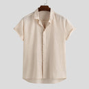 INCERUN Mens Summer Casual Cool Comfort Solid Color Lapel Shirts