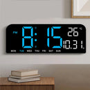 9 Inch Large Digital Wall Clock Temperature Date Week Timing Countdown Light-sensing Table Clock 2 Alarm 12/24H LED Alarm Clock
