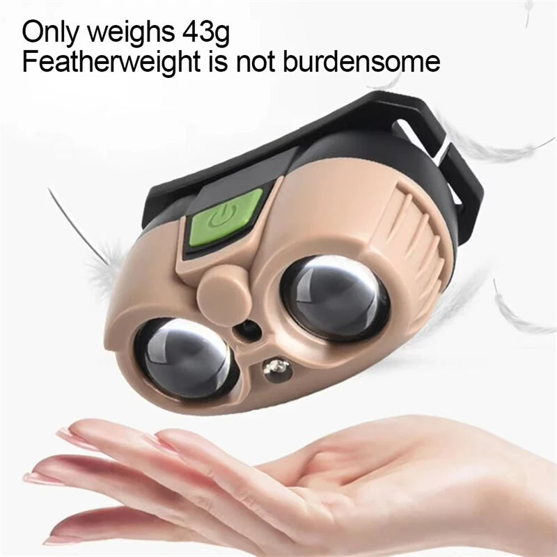 Bikight Smart Body Motion Sensor Mini LED Headlamp with Band, USB Rechargeable Headlight Waterproof Camping Flashlight Portable Head Light Torch Lamp