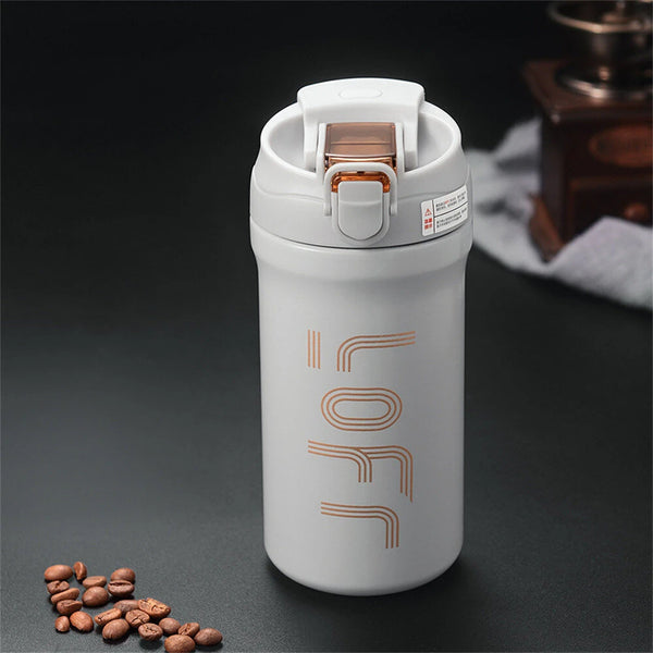 IPRee 600ml/21OZ Portable Thermal Coffee Mug with Straw Double Wall Insulated Sublimation Tumble Leakproof Water Thermos Portable Coffee Cup