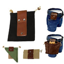 IPRee Foldable Large Capacity Canvas Belt Bag, Pouch, PU Leather Canvas Drawstring Foraging Pouch for Travel Camping Hiking Bag