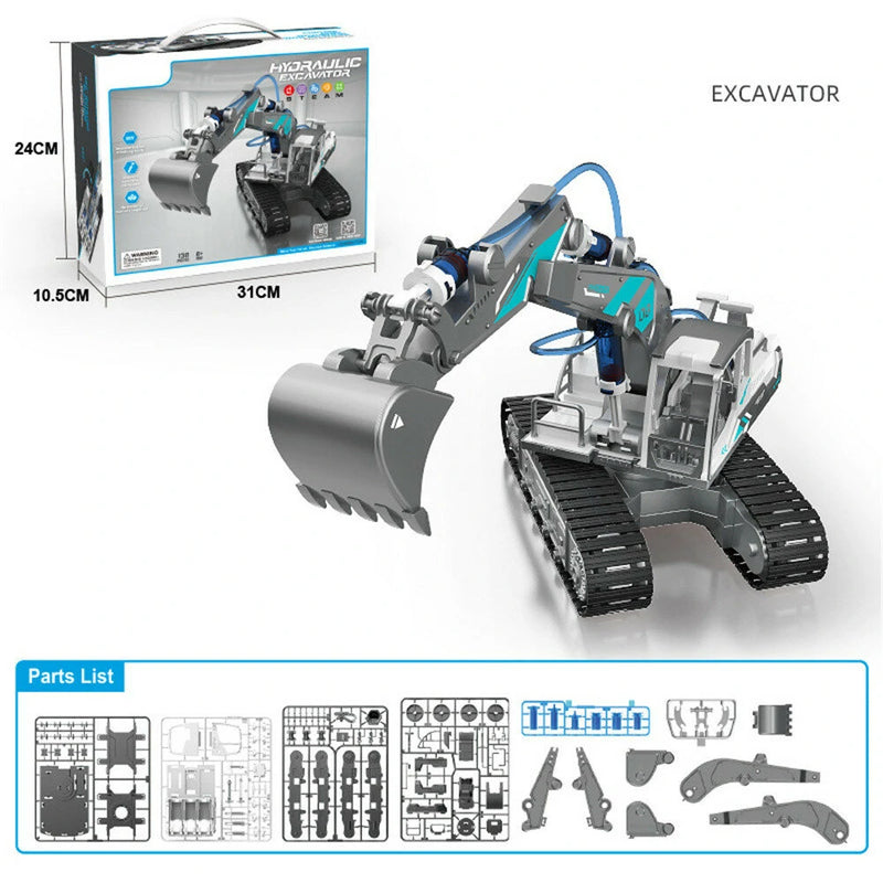 DIY Science And Education Assembly Engineering Team Hydraulic Power Crawler Excavator Bulldozer Puzzle STEM Toys