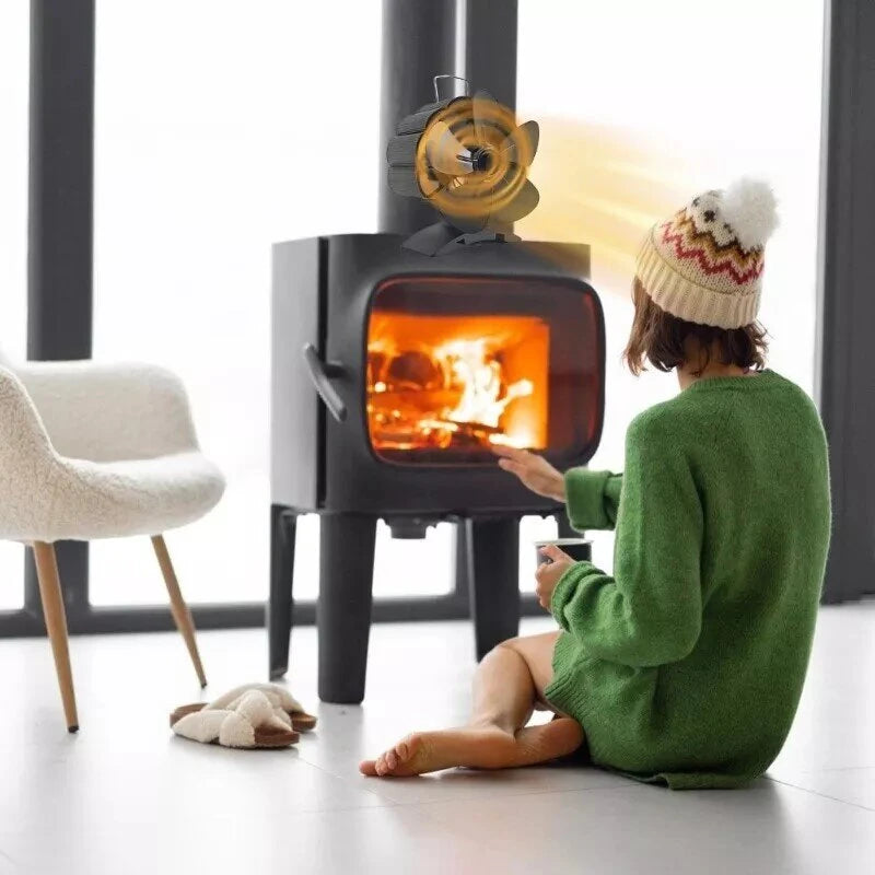 5 Blade Heat Powered Wood Stove Fan No Electricity Fireplace Fan for Wood/Log Burner/Oven Eco Friendly Wood Burn Fan-DY385A
