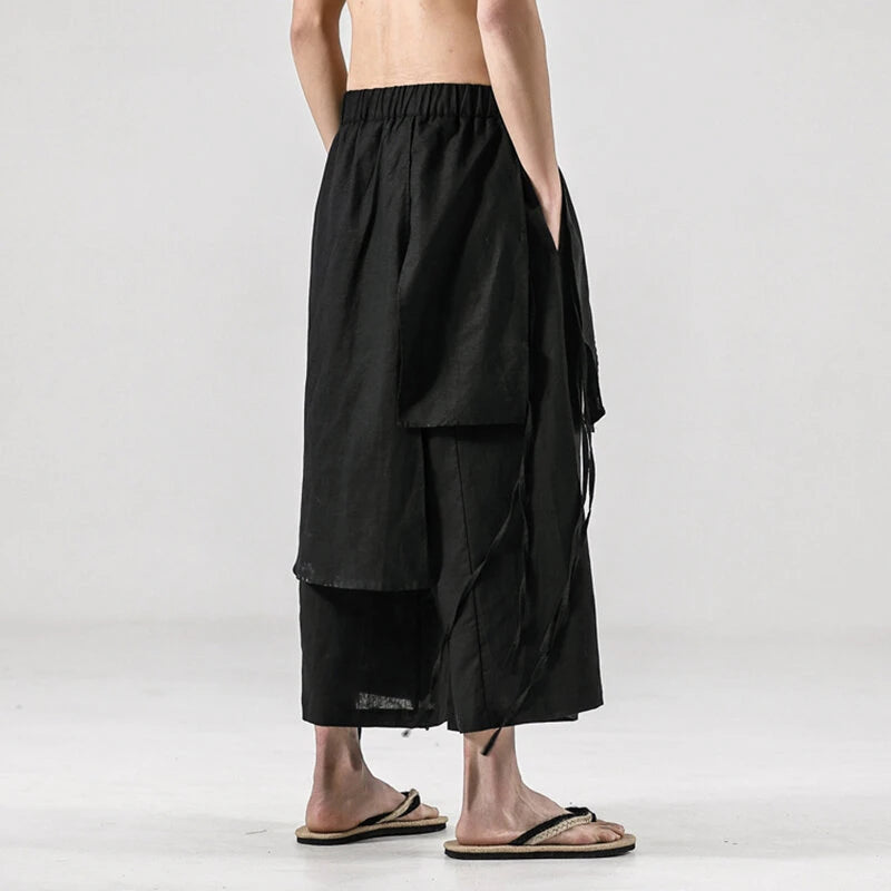 Men's Harem Pants Loose Soft Breathable Asymmetric Skirt Trousers Punk Dress Pants Hiking Travel