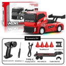 DANIULE Toys 3355 RTR 1/87 2.4G 4WD RC Car Mini Half-Scale Simulation Tractor Semi Drift Truck Optional Trailer Competitive Stunt Racing LED Light Transport Desktop Vehicles Models Boys Birthday Gifts
